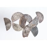 A mixed lot of nine silver hammered short cross cut halfpennies (c. 1180-1247). Various rulers,