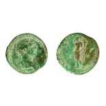 A copper-alloy sestertius of Trajan (AD 98-117) dating to c. AD 114-117. Obverse: laureate and