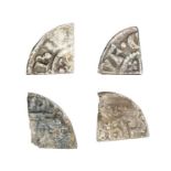 Four silver hammered cut shortcross farthings, dating c. 1180-1247. Classes, mints and moneyers