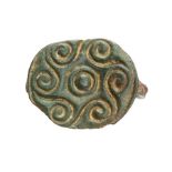 An incomplete cast copper-alloy Early Anglo-Saxon/Early Medieval brooch of saucer type, probably