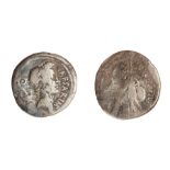 A silver Roman Republican denarius issued by the moneyer M Mettius under Julius Caesar, dating to c.