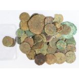 Forty-eight copper-alloy Roman coins.Mostly later 4th century Valentinianic with a fair amount of