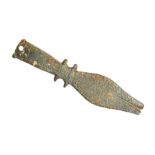 A mostly complete cast copper-alloy ‘nail cleaner strap end’ of Late Roman date, c. AD 250-410. The