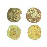 A mixed lot of four copper-alloy rose farthings of Charles I (1625-1649) dating c. 1636-1644.