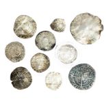 Ten silver hammered coins of various monarchs, mostly in Poor to Fine condition. Included in this