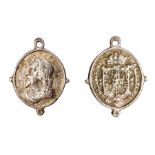 A cast silver double-sided supporters medal for Charles I, probably dating c. 1640-1649. The medal