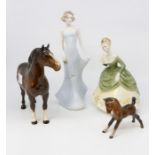 Coalport Philippa statue, Royal Doulton Soiree, Beswick bay horse and foal