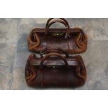 A pair of early 20th Century brown leather Drs bags (Gladstone style)