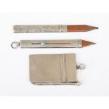 Two Edwardian silver pencil holders with pencils, Birmingham 1901, possibly Barker Brothers and