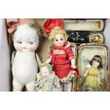 Four antique dolls including a skeleton figure (5)