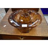 A Sowerby cloud glass flower bowl with frog and stand