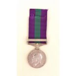 A GR V issue General Service Medal with Iraq Clasp to re-named to "Clerk Balak Ram Bhaktiar, Tank