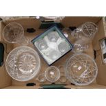 Assorted 20th Century cut glass pieces including fruit bowls, vase, jug and small bowls (Q)