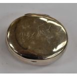 Victorian silver pill box, oval form with facsimile inscription 'Hester', Birmingham 1890