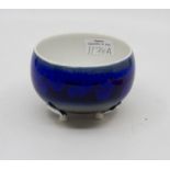 Meissen porcelain 1993 blue bowl on four feet, 11 cms diameter approx, 226 back stamp