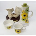 A 1960's coffee service with stylised flowers Summertime by Barker Bros, Royal Tudor ware,
