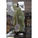 Chinese Jade figure on stand - 19 cms high