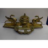 Early 20th Century brass inkwell stand with a pair of Griffins!