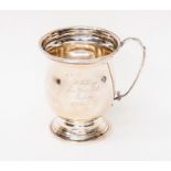 A silver christening cup, engraved to the front,  Birmingham 1949, makes rubbed, total gross
