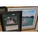 Two golfing interest pictures; signed Sandy Lyle Masters 1988 and signed print of pebble beach