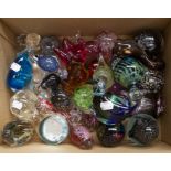 Assorted 20th Century glass paperweights and glass animal statutes