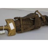 An African crocodile sheathed short sword, possibly Sudanese, having 44.5cm tapered double edged
