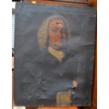 An 18th Century / early 19th Century portrait of a cleric or lawyer, very distressed. Provenance;