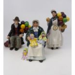 Royal Doulton street sellers, Ragdoll, plus two balloon sellers