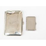 A silver cigarette case engraved 'Helen; Birmingham 1923, J.R Gaunt & Son and a white metal snuff or