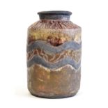 Late 20th century British style Raku pot by Karen Cohen. Working from her home studio, she