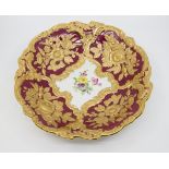 Meissen gilded and floral ornamental cabinet bowl with red background and hand painted floral