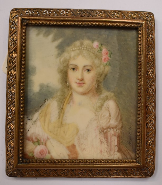 Augustin, a French miniature in gilt frame, 1840's