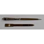 Contemporary silver handled letter opener London 1982 and a continental silver letter opener (2)