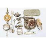 A collection of silver and collectors to include; Victorian silver pocket watch; silver vesta;