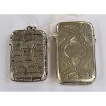 An unusual Victorian silver vesta case, the body engraved to simulate crocodile skin, George Unite,