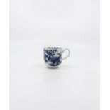 A Worcester Blue and White Coffee Cup. Painted with The Prunus Root pattern! Circa 1756-60 Blue