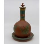 Earthen ware vase and cover on stand, circa 1900