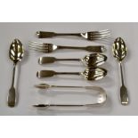 A group of Georgian and Victorian sterling silver flatware, to include two George III entree forks,