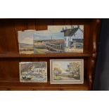 Collection of eight oils and watercolours by E. Pipkin, mostly signed, landscapes, framed and loose