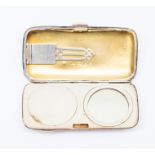 Birmingham 1921 silver compact with mirror, rouge holder and clip, 2.0oz