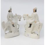 A pair of 19th Century Staffordshire flatback figures on horseback (2)