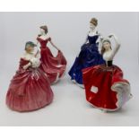 Four late 20th Century Royal Doulton lady figurines; Geneve HN1962; Karen HN2388; Scarlett HN4408