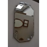 Art Deco style 1930's mirror, with metal detail, 74 cms x 39 cms approx