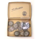 Quantity of pre 1947 silver coins, further coins and French WW1 medal (1box)