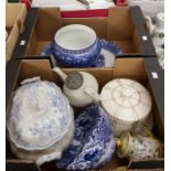 A collection of ceramics to include a cheese dish and cover, blue and white charger, tureen, tea
