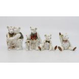 Four Royal Crown Derby teddy bear statues (all without stoppers)