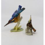 Hutschenreuther German kingfisher statue and purple throated hummingbird statues (Q)