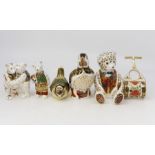 A collection of Royal Crown Derby figures of birds and Teddy Bears, second quality, including a