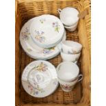 A Shelley teacup and saucer set, six sets of two, the pattern is Wild Flowers, 13668, all within a