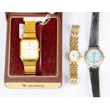 A collection of three watches to include a gold plated Citizen watch, a gold plated ladies Rotary